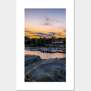 Sunset Summer Beach Sea Rocks Posters and Art